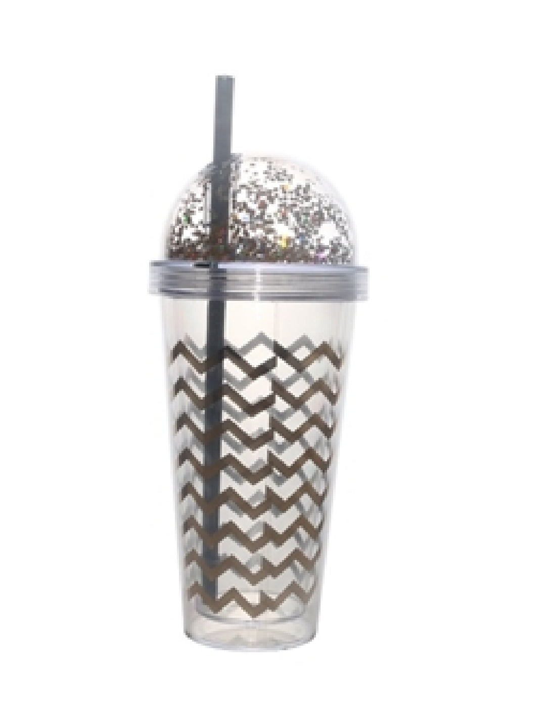 Acrylic Smoothie Tumbler 350ml with Straw Double Wall Gold Wave 37050