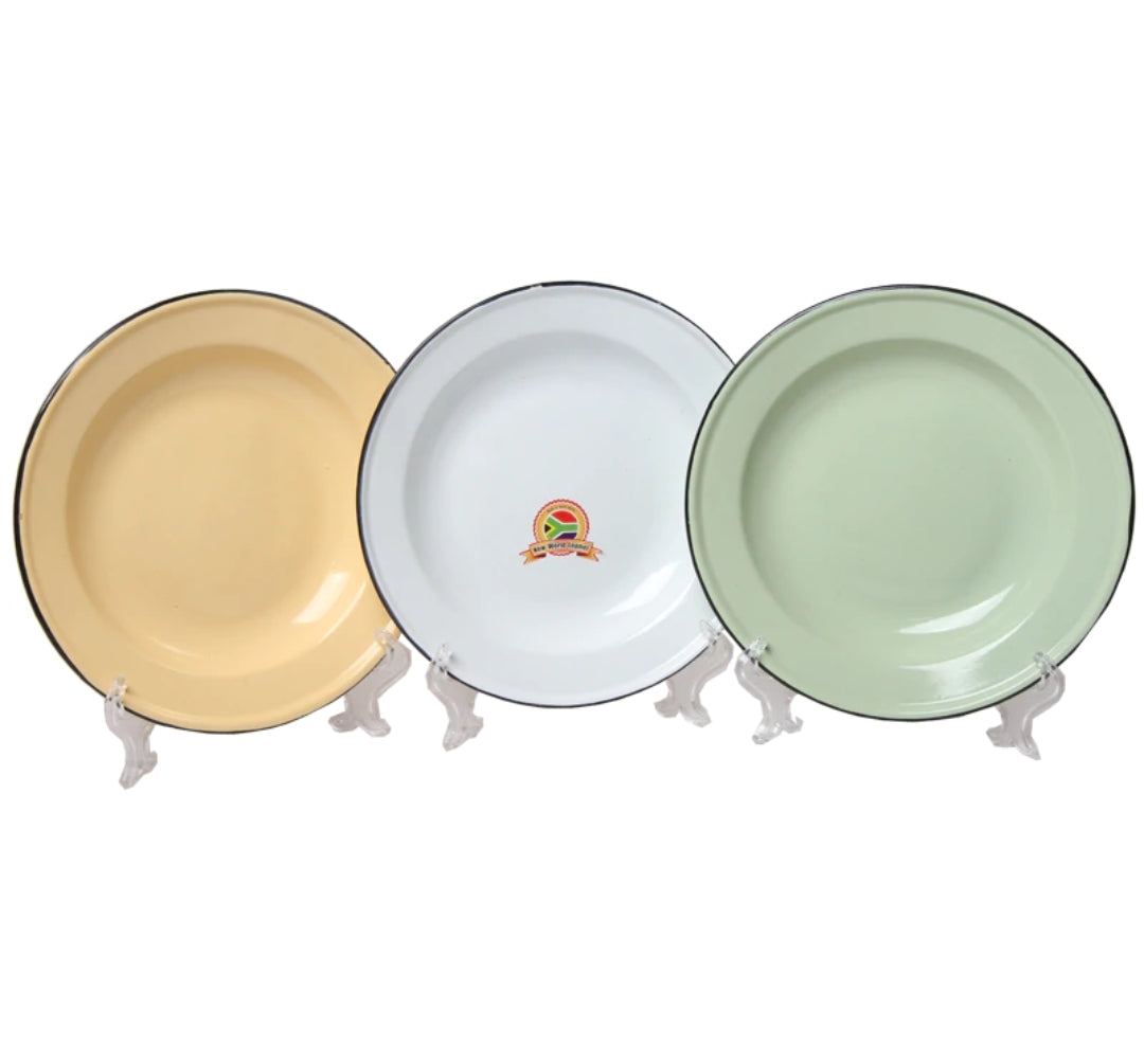 Kango Enamel Soup Plate 22cm White New World