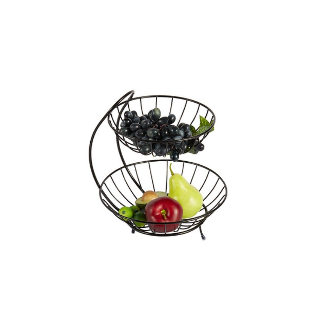 Continental Homeware Fruit Serving Basket Black Double Wire Ch736