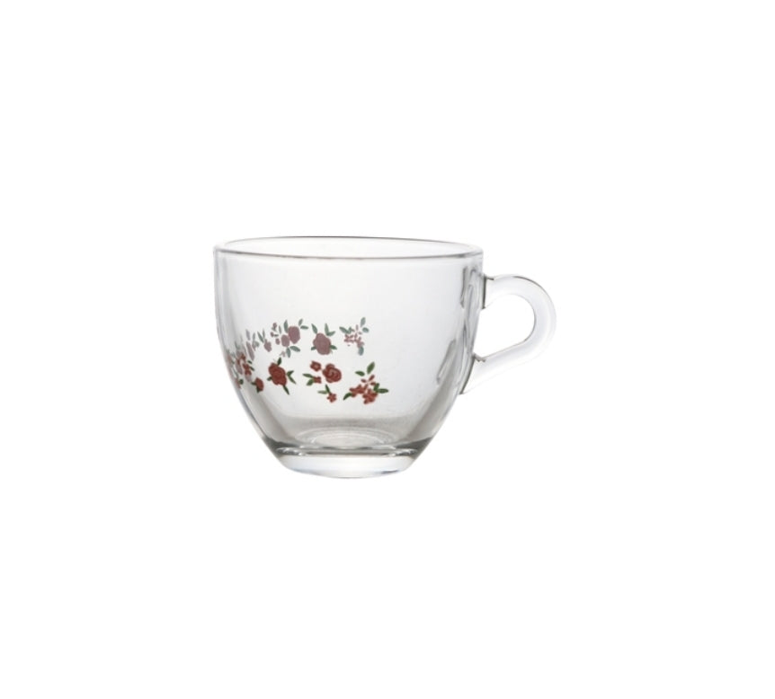 Pasabahce Glass Espresso Cup 50ml with Handle  and Flower print 40534