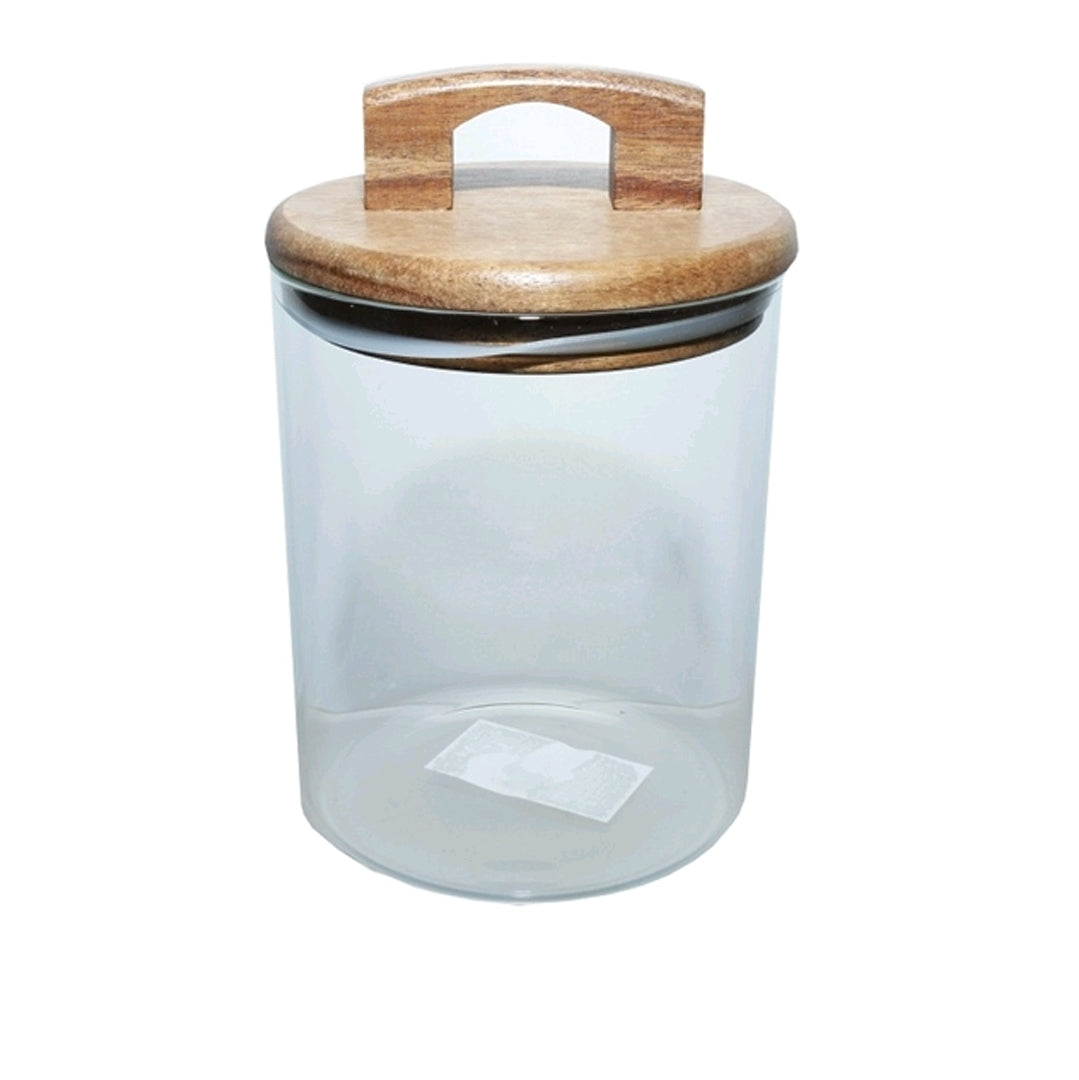 Glass Canister Storage Jar 700ml Acacia with Handle Lid 27300