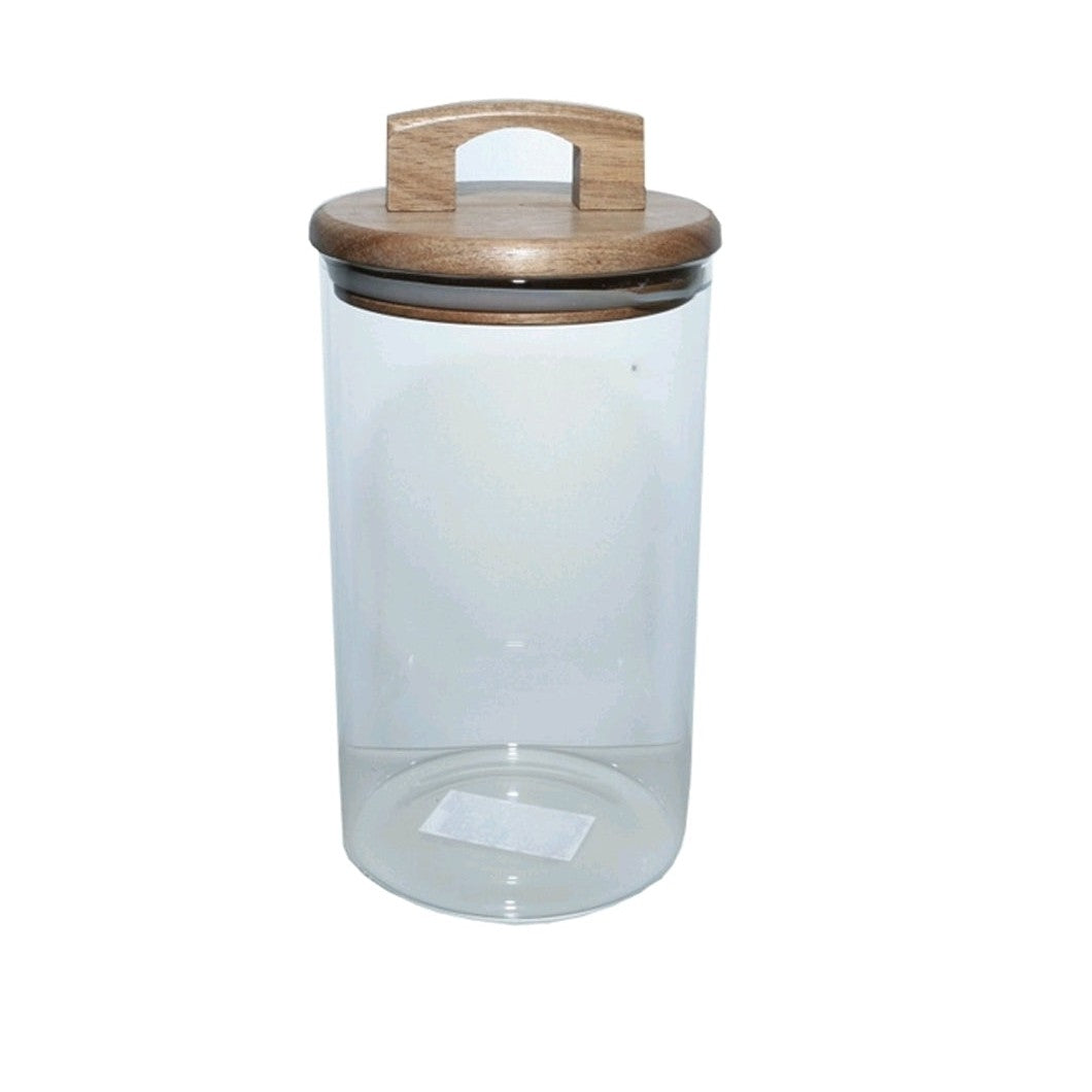 Glass Storage Canister 1050ml Acacia with HAndle Lid 27299