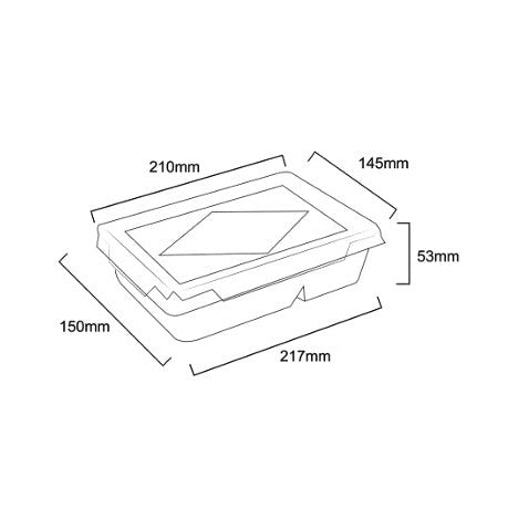 Kraft Paper Food Lunch Meal Box 1200ml 2-Compartments Cliplock with PET Lid Combo 5pack