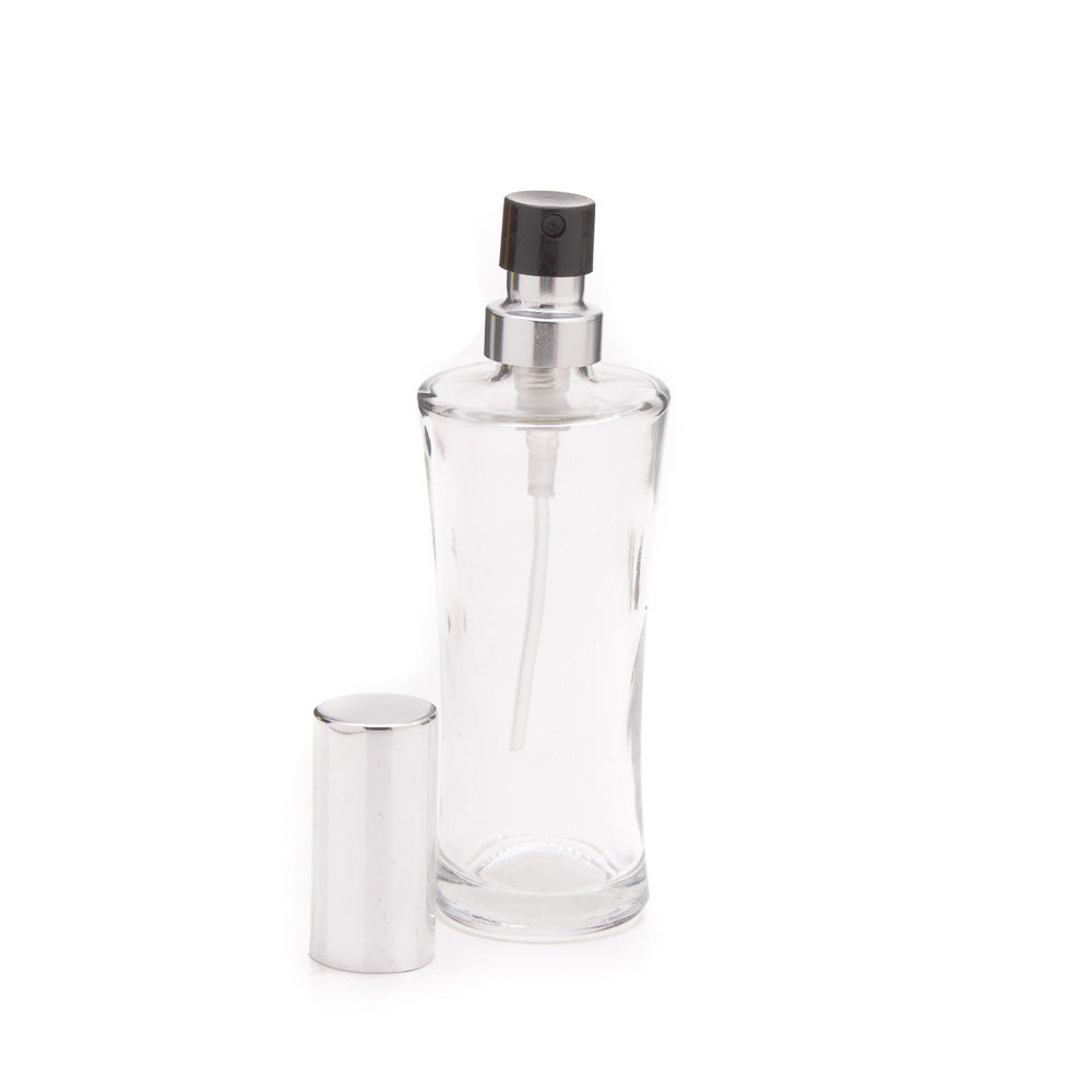 Perfume Glass Bottle Conical Crimp 30ml with Pump Crimp 15mm Black Overcap SW280-030C