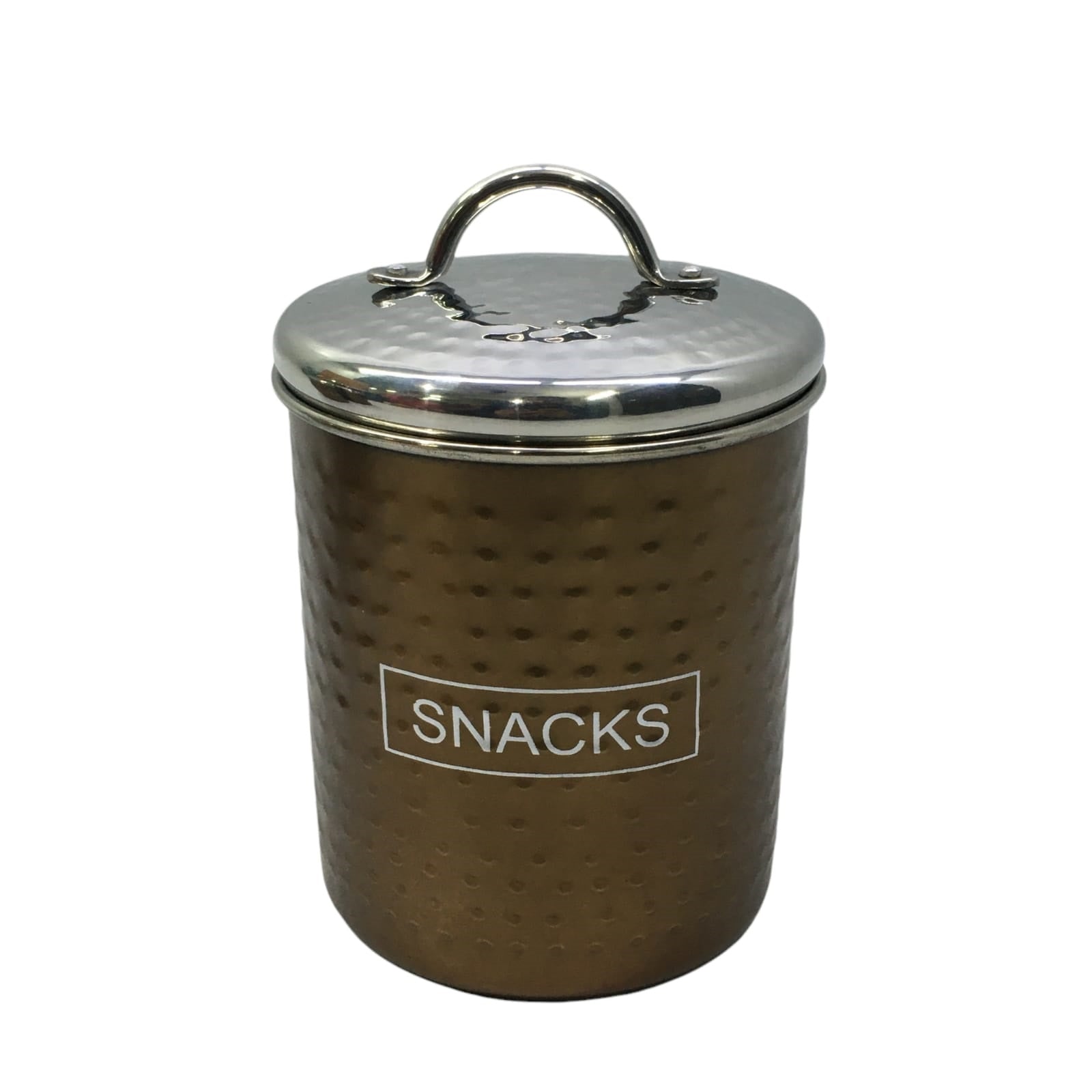 Canister Snack Tin 10x12cm Hammered Finish Stainless Steel