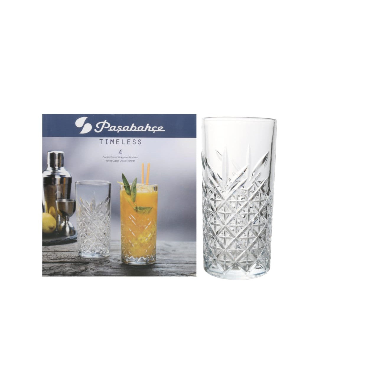 Pasabahce Tall Timeless Glass Tumbler 450ml 4pc 23774