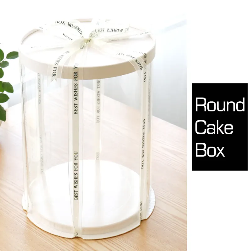 Cake Box Round Clear See Through Large White 30x30xH35cm
