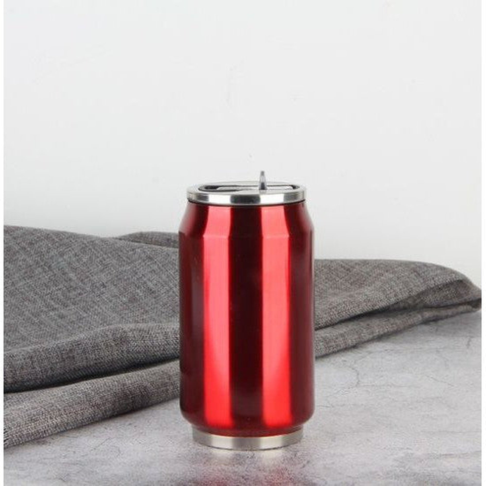 Can Shaped 350ml Thermos Drinking Bottle Flask Stainless Steel Vacuum Cup 14.5x6.4cm