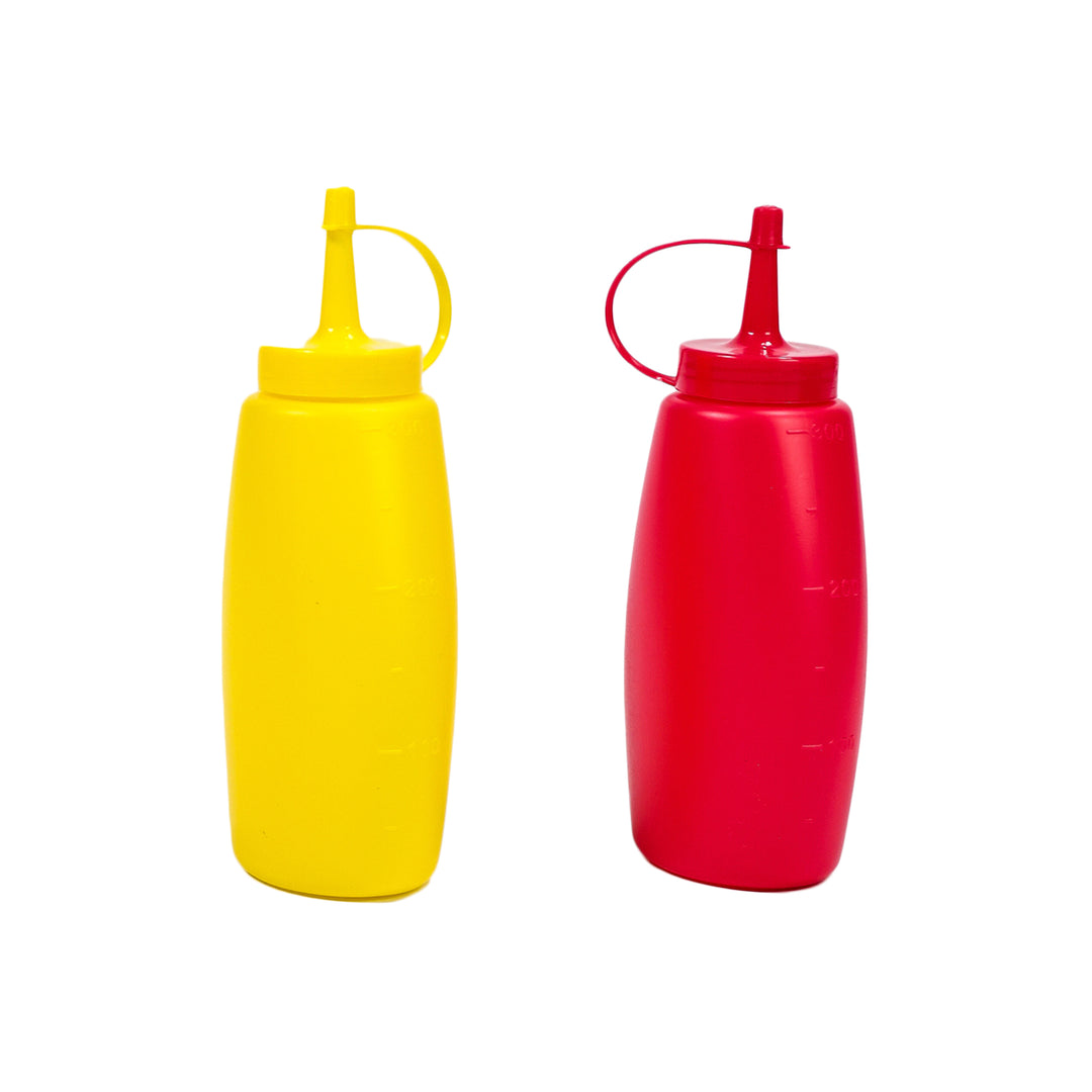 Plastic Sauce Bottle 2pc Set Red and Yellow