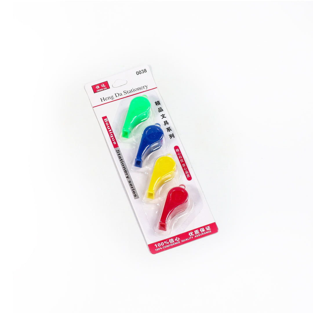 Plastic Whistle Assorted 4pack