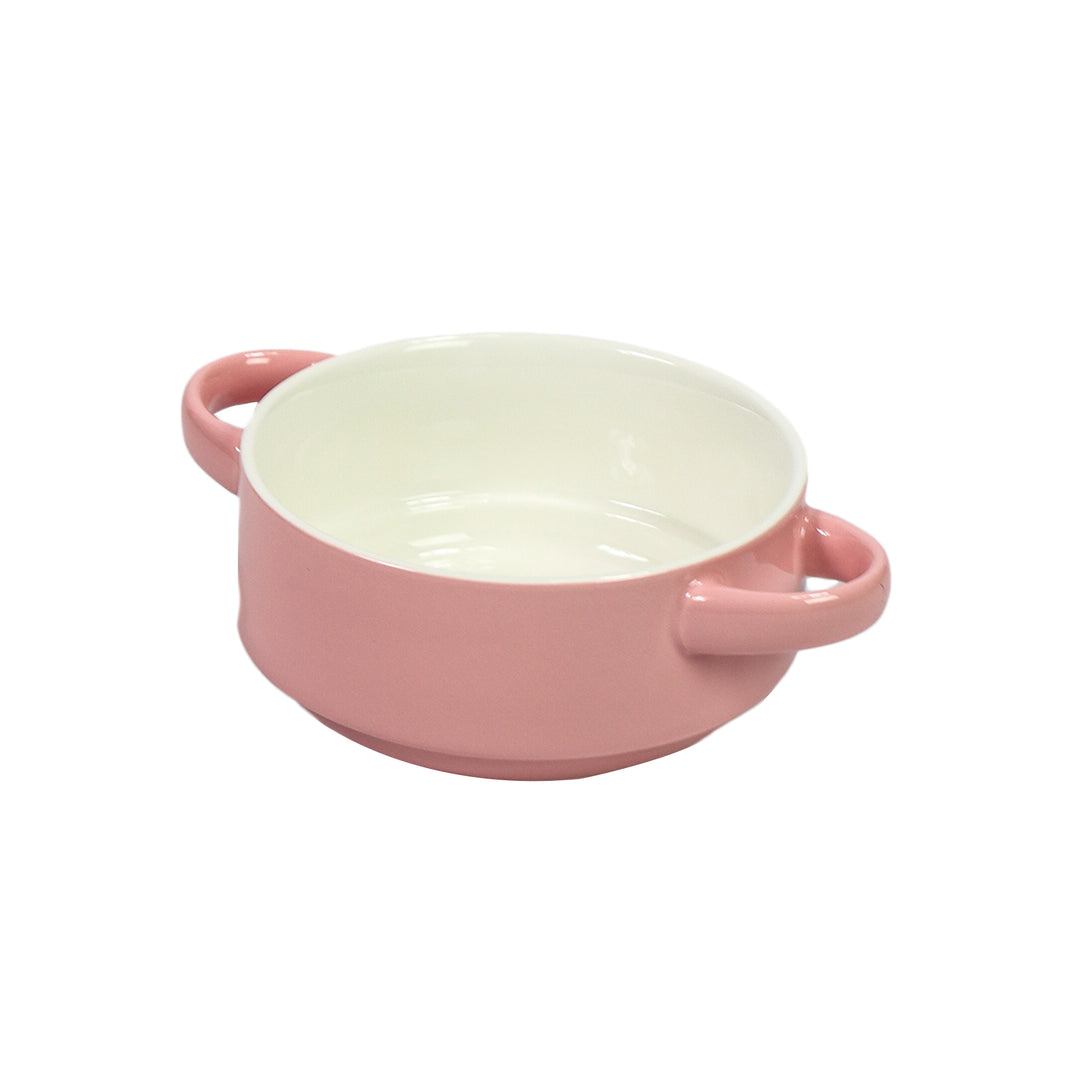 Soup Bowl 2 Tone Ceramic with handle Assorted