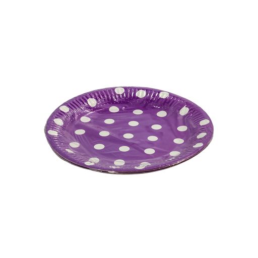 Party Paper Plates Polka Dot Purple 10pcs