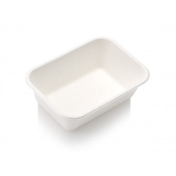 Bio Sugar Cane Takeaway 350ml Meal Container Bowl Rectangle White 10pack