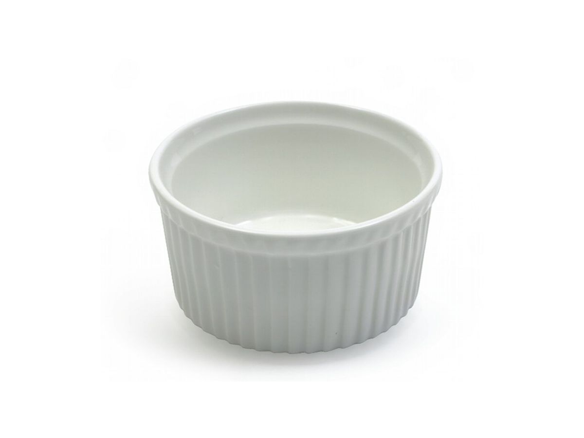 Ramekin Ceramic Ribbed 4.5cmx9cm White Baking Round Bowl