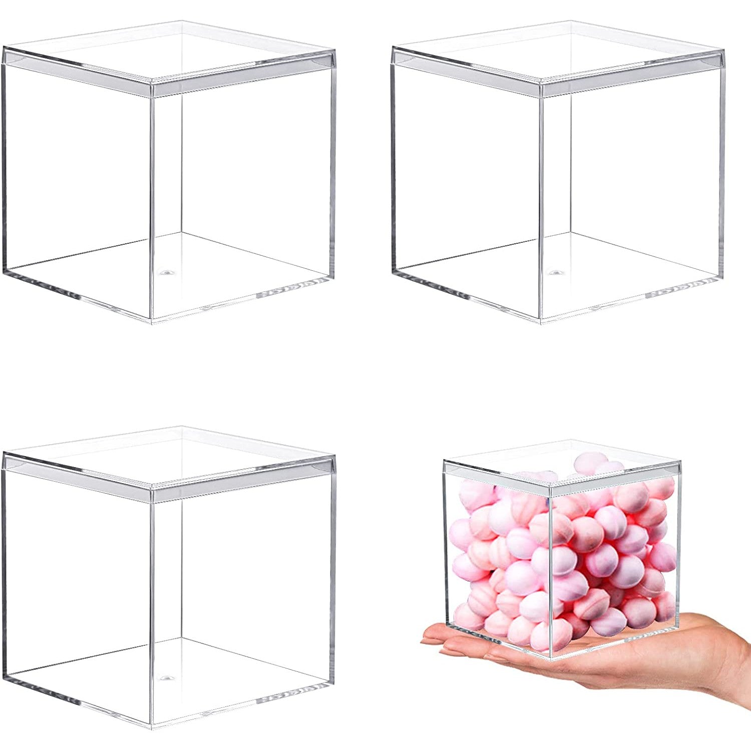 Acrylic Gift Box Square 5x5x5cm Super Transparent with Flip Lid