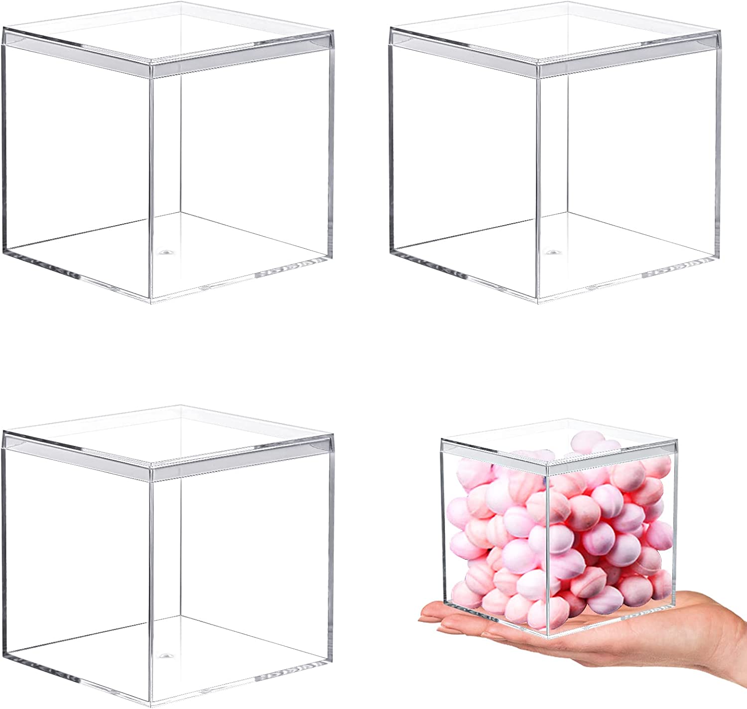 Acrylic Gift Box Square 6x6x6cm Super Transparent with Flip Lid