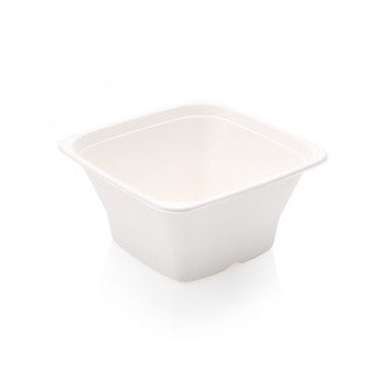 Biodegradable Sugar Cane Takeaway Bowl Square 1200ml White with Lid 5pack