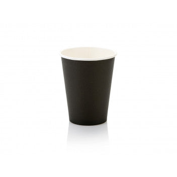 350ml Paper Coffee Cup Single Wall Black with White Sip Lid 10pack