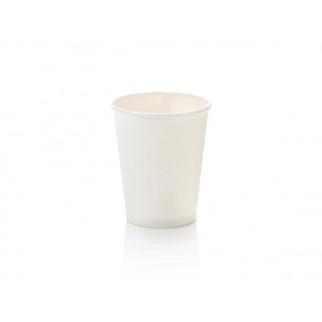 250ml Paper Coffee Cup Single Wall White with Black Sip Lid 10pack