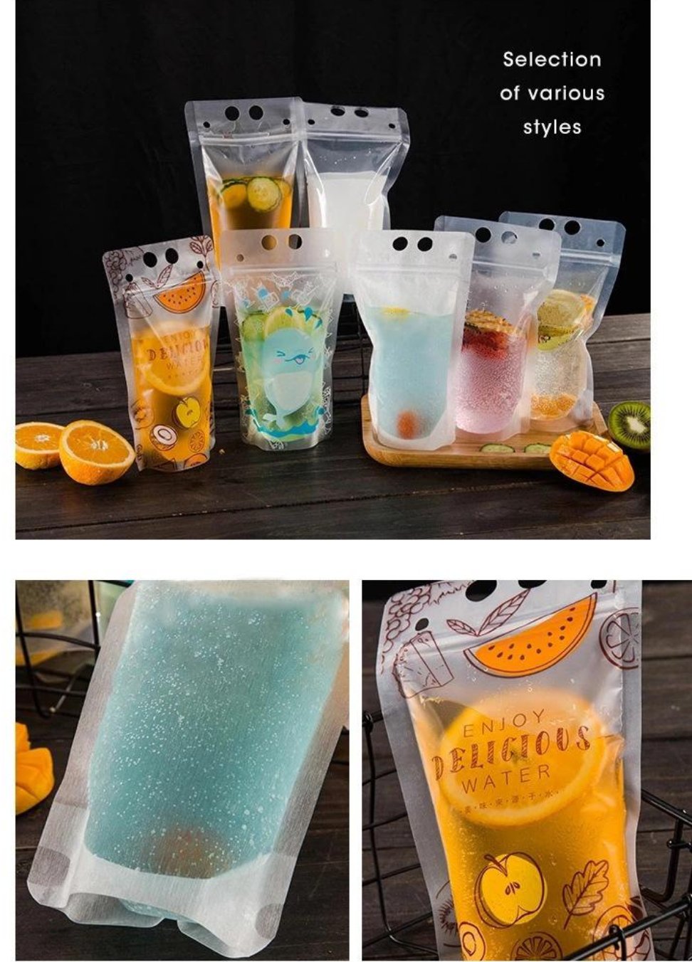 500ml Stand-up Drink Pouches 13x23x4cm Reusable 100mic ETA 30/06