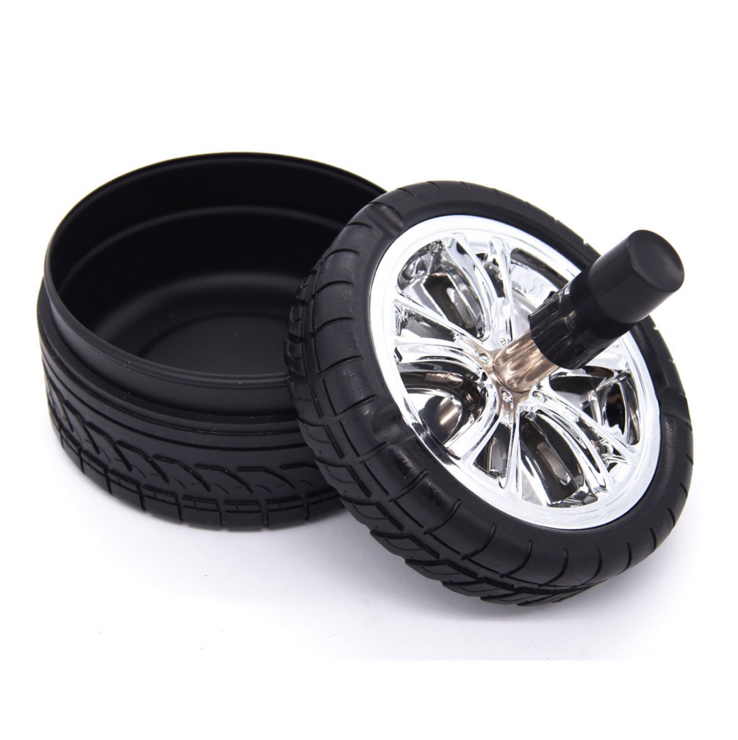 Ashtray Rotating Rubber Tire Hub Push Down Holder Large Assorted Colors 151