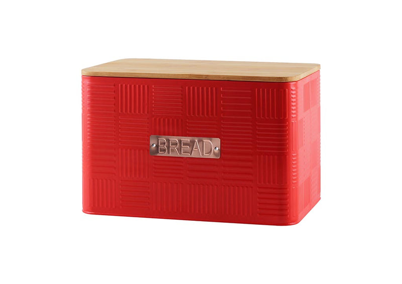Totally Home Bread Bin with Bamboo Lid Rectangular Black/Cream/Red 148