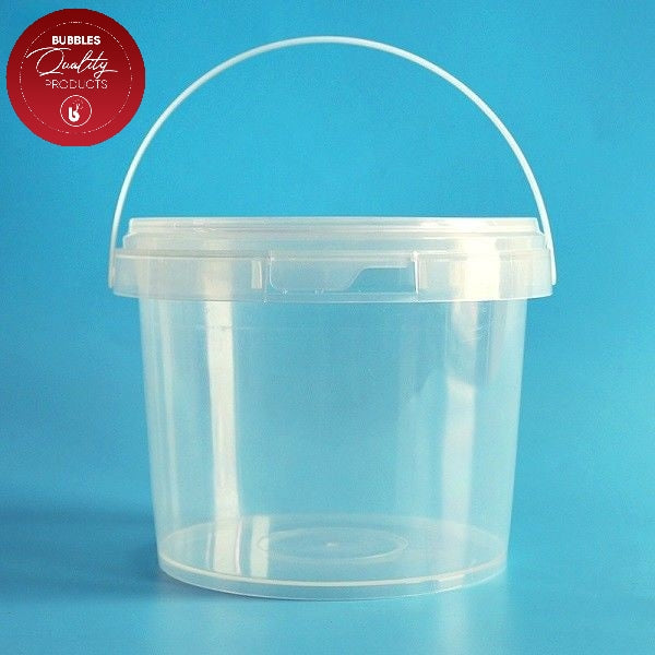 2L Plastic Bucket Frosted Clear Air Tight Lid