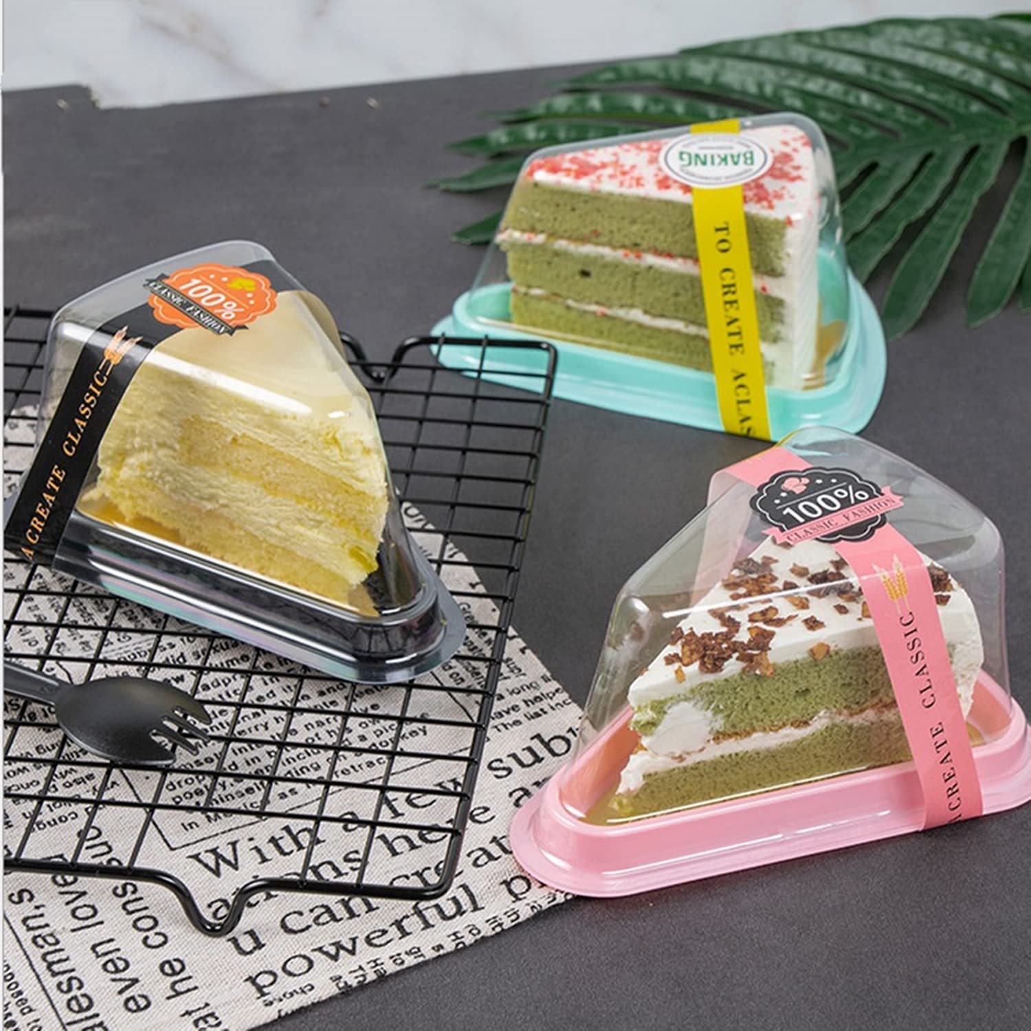 Acrylic Mini Dessert Cake Slice Box Triangle 10Pack