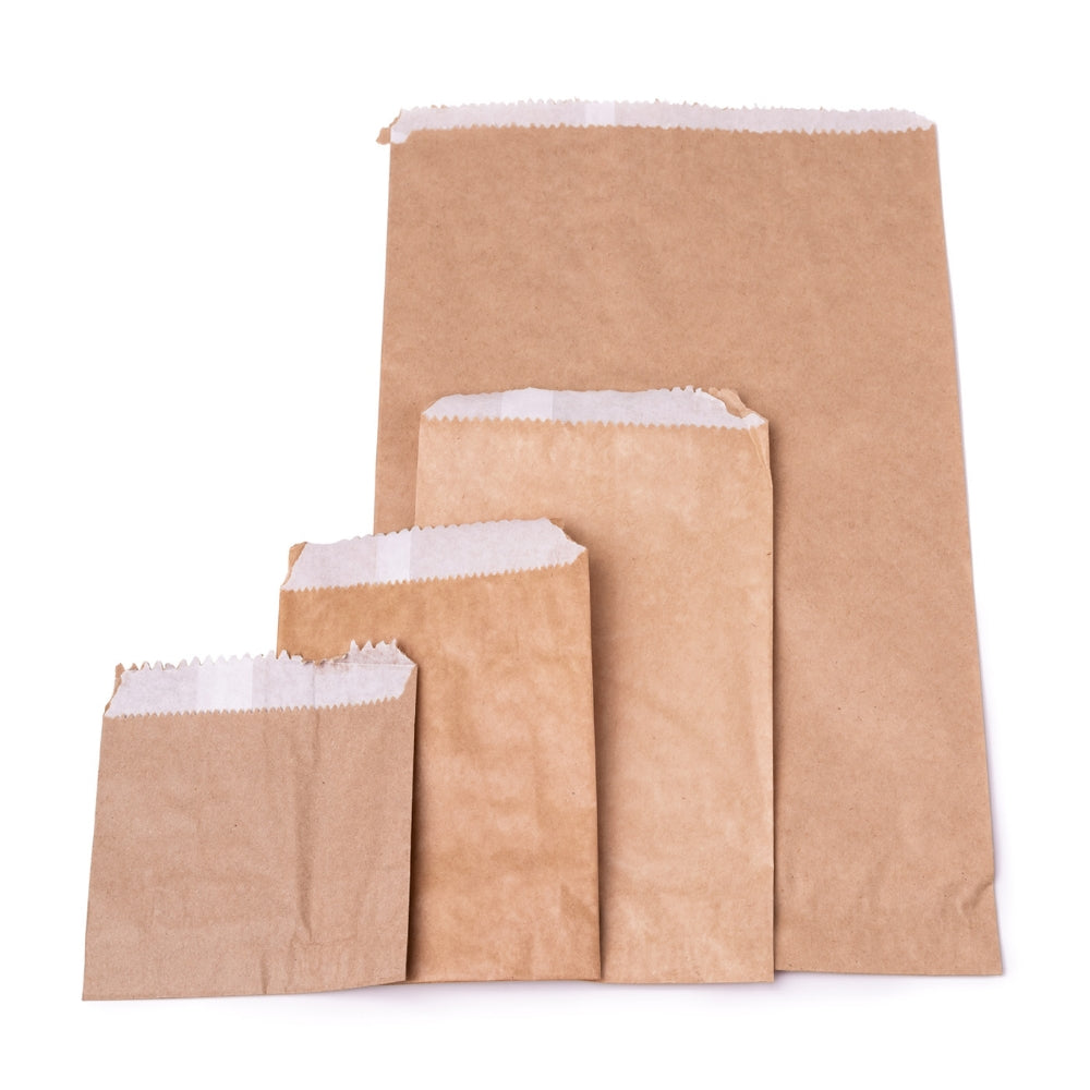 Greaseproof Chicken Kraft Brown Duplex Paper Lined Bag Quarter Size-1/4 140x220mm 100pack