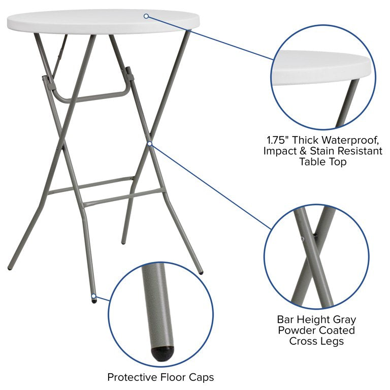 Folding Cocktail Table Round 32inch 80x110cm