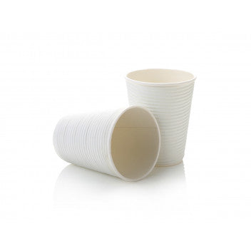 350ml Ripple Paper Coffee Cup Horizontal White with White Sip Lid 10pack