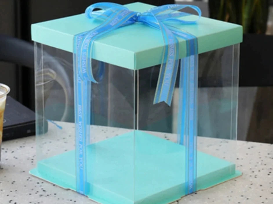 Plastic PVC Gift Box See Through Heightened Square