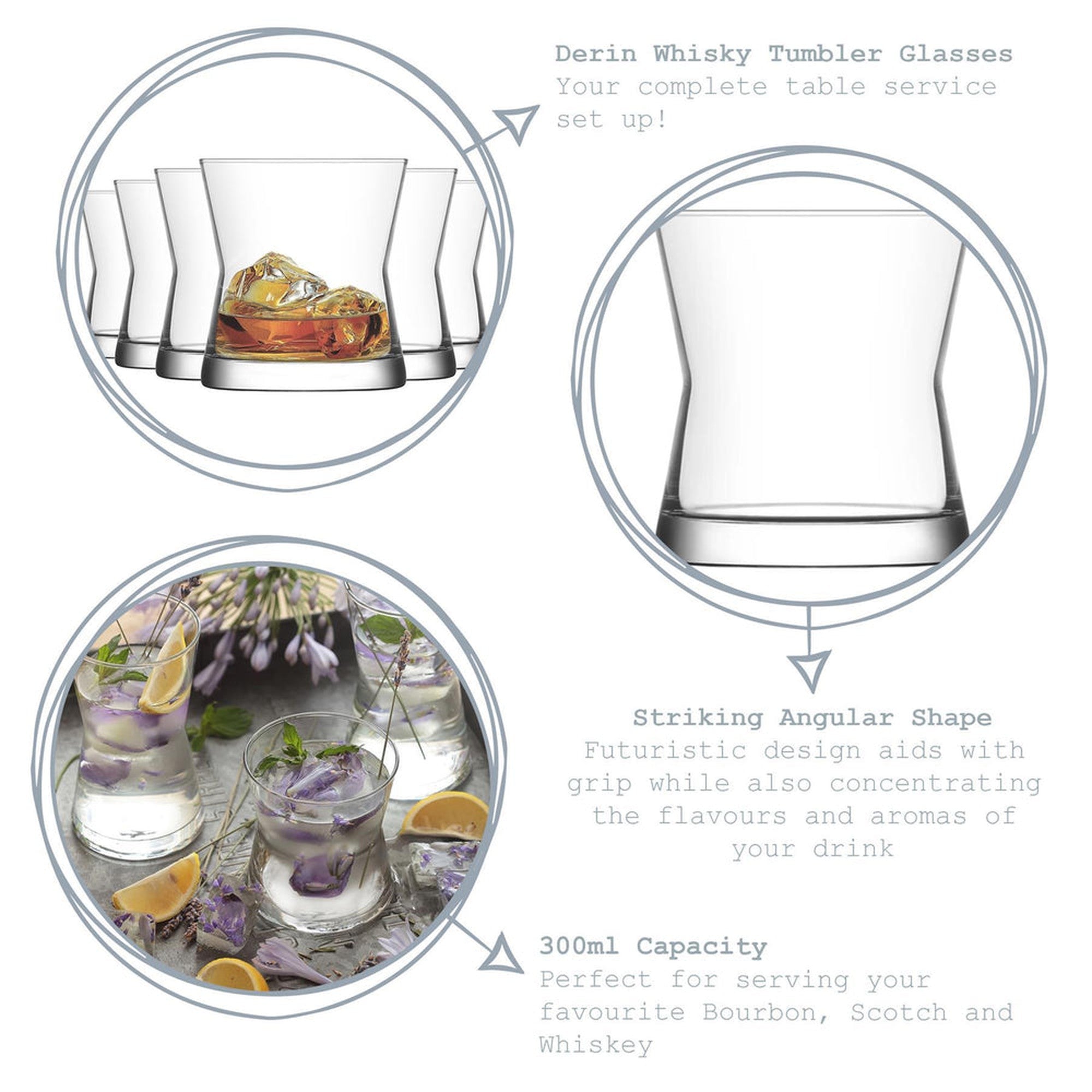 LAV Glass Tumbler 130ml Derin Whisky 6pack SG2044