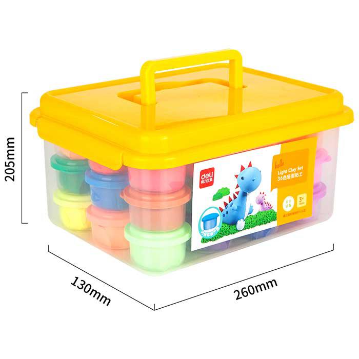 Deli Kids Modeling Clay 36-Color Tubs in Storage Box