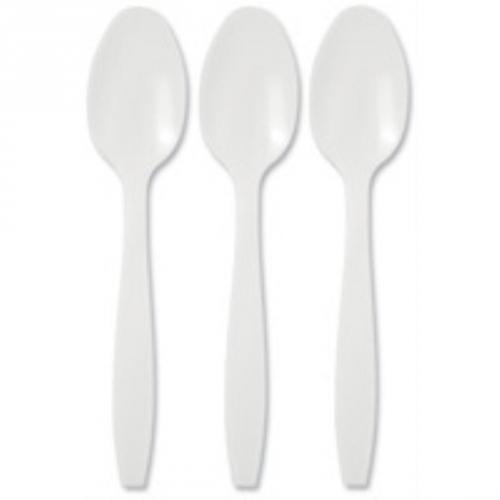 Plastic Disposable Dessert Spoons White 100s