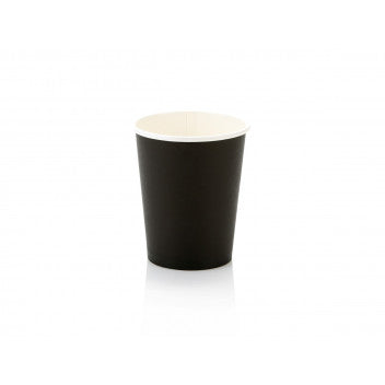 250ml Paper Coffee Cup Single Wall Cup Black with Black Sip Lid 10pack