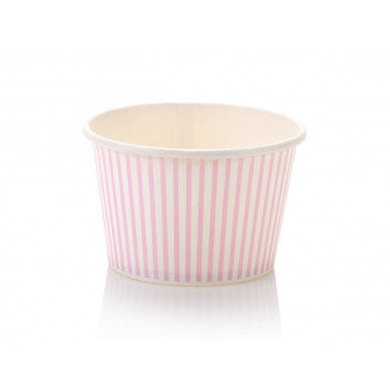 Ice Cream Paper Cups 250ml Vintage Tubs with Lids Baby Pink Stripe 10p