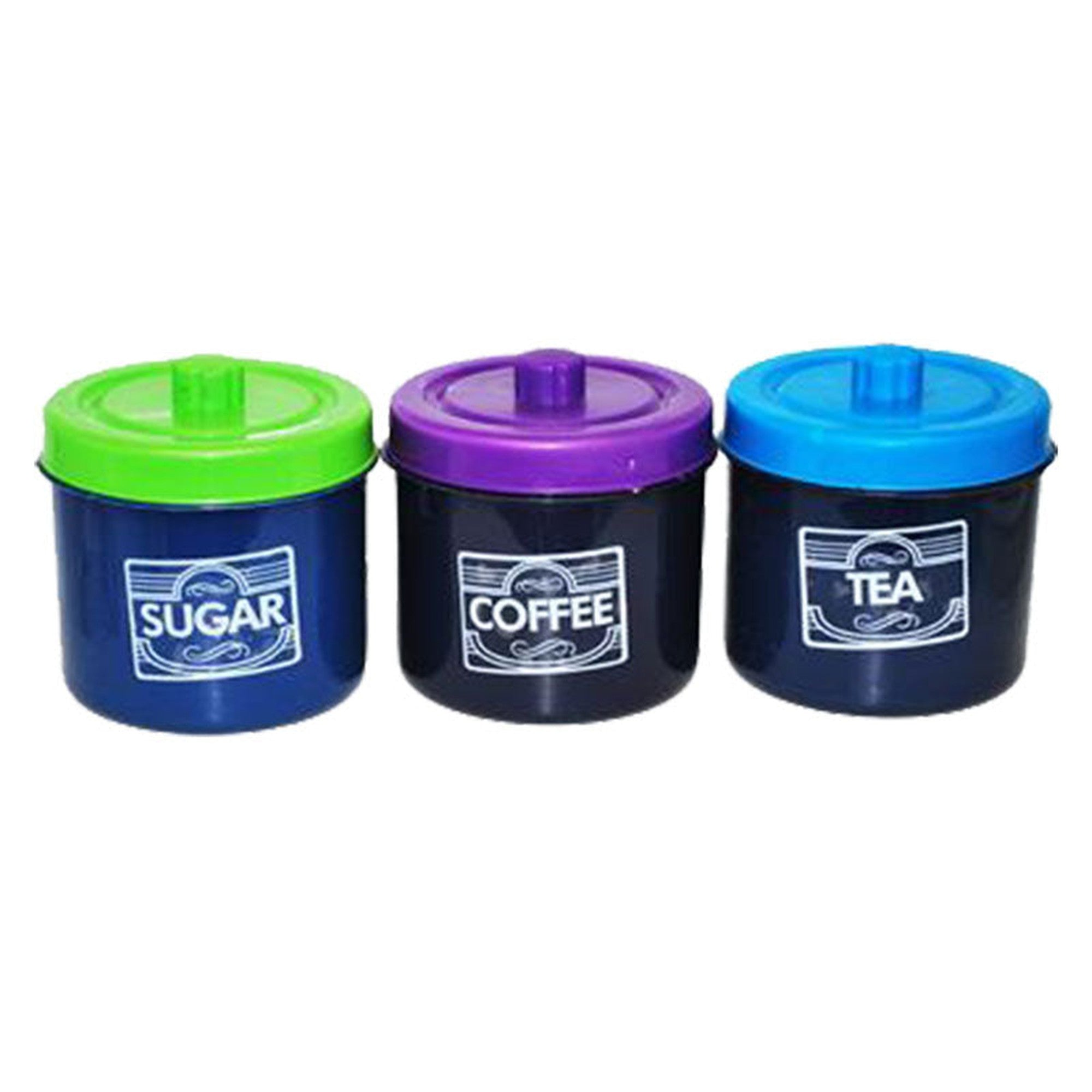 Elite Plastic Canister 3pc Set Tea-Coffee-Sugar Set TCSN