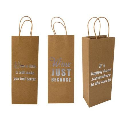 Gift Bottle Paper Bag English Wording 12x33cm 1pc