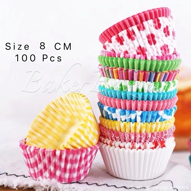 Baking Paper Cupcake Liners Mini Case Holders 8cm 100pc