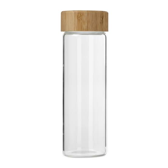 Glass Drinking Bottle 450ml Bamboo Lid 27135