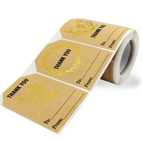 Kraft Paper Thank You Sticker 250 Sticker Assorted