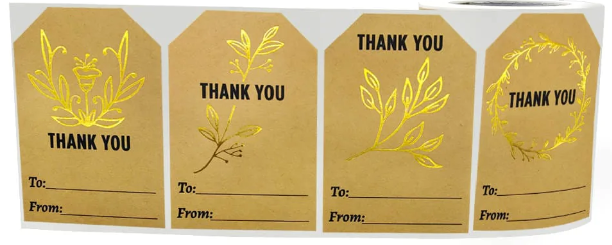 Kraft Paper Thank You Sticker 250 Sticker Assorted