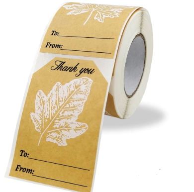 Kraft Paper Thank You Sticker 250 Sticker Assorted