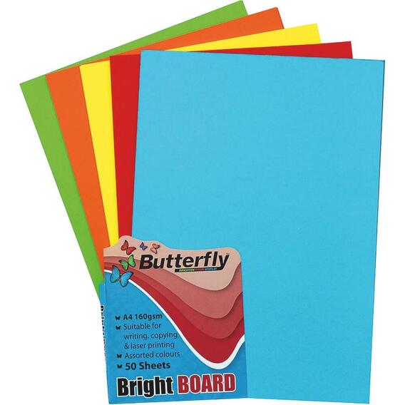 Butterfly A4 Project Bright Board Pad 160Gsm 5 Colour 20 Sheet