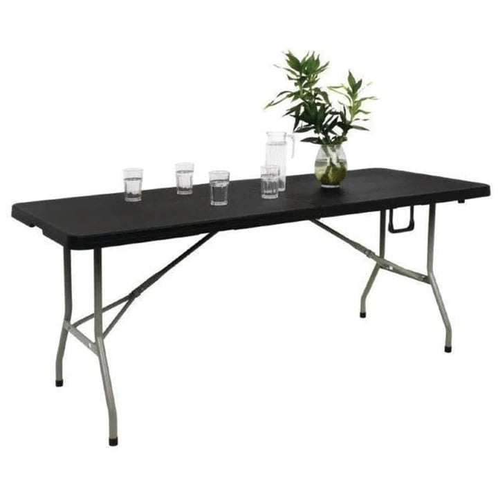 1.8m Folding Trestle Plastic Table 6ft Black