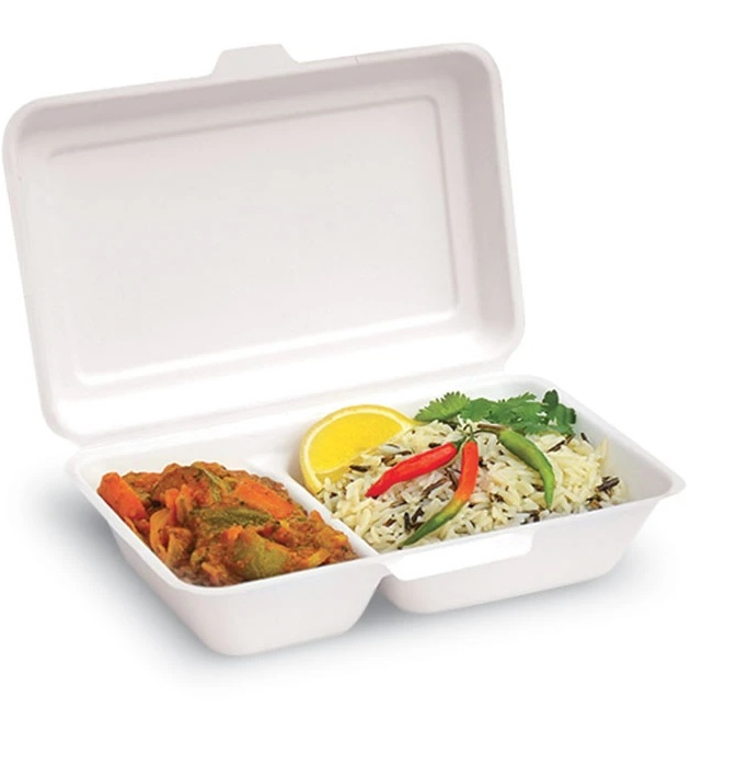 Bio Lunchbox 2 Compartment Takeaway Clamshell 9x6inch