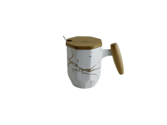 Aqua Coffee Mug Porcelain with Lid and Handle  428cc PSK051