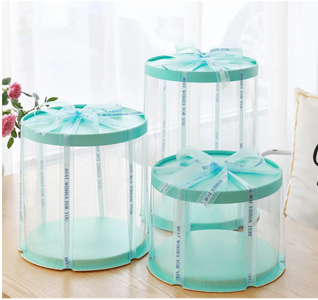Plastic PVC Gift Box See Through Single Round Assorted 