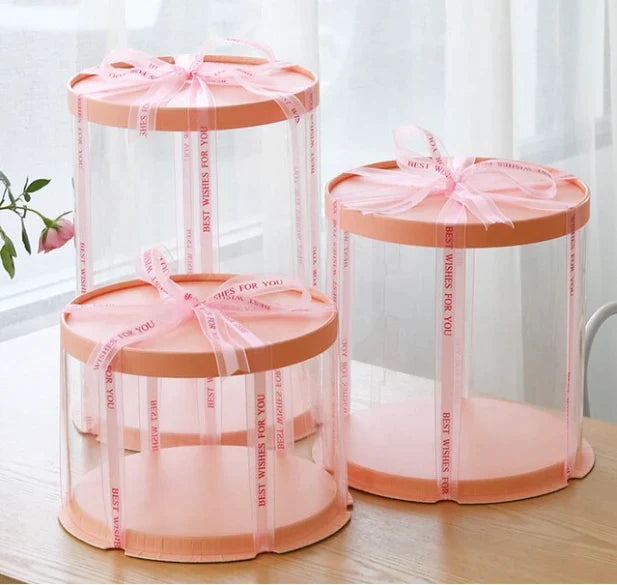 Plastic PVC Gift Box See Through Heightened Round